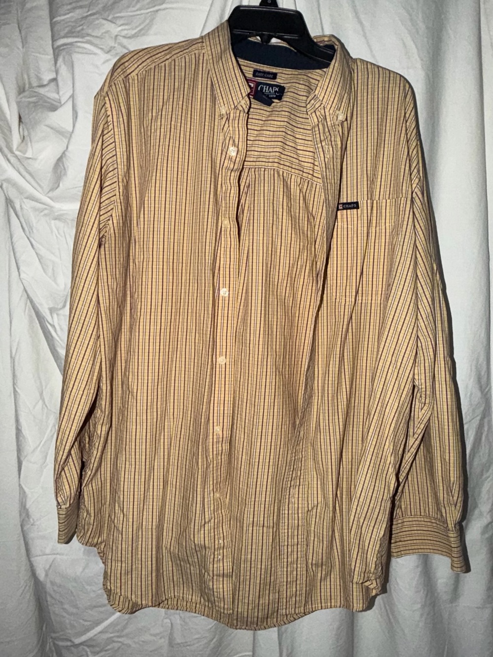 Chaps Men’s Tan and Brown Striped Button-Down Shirt